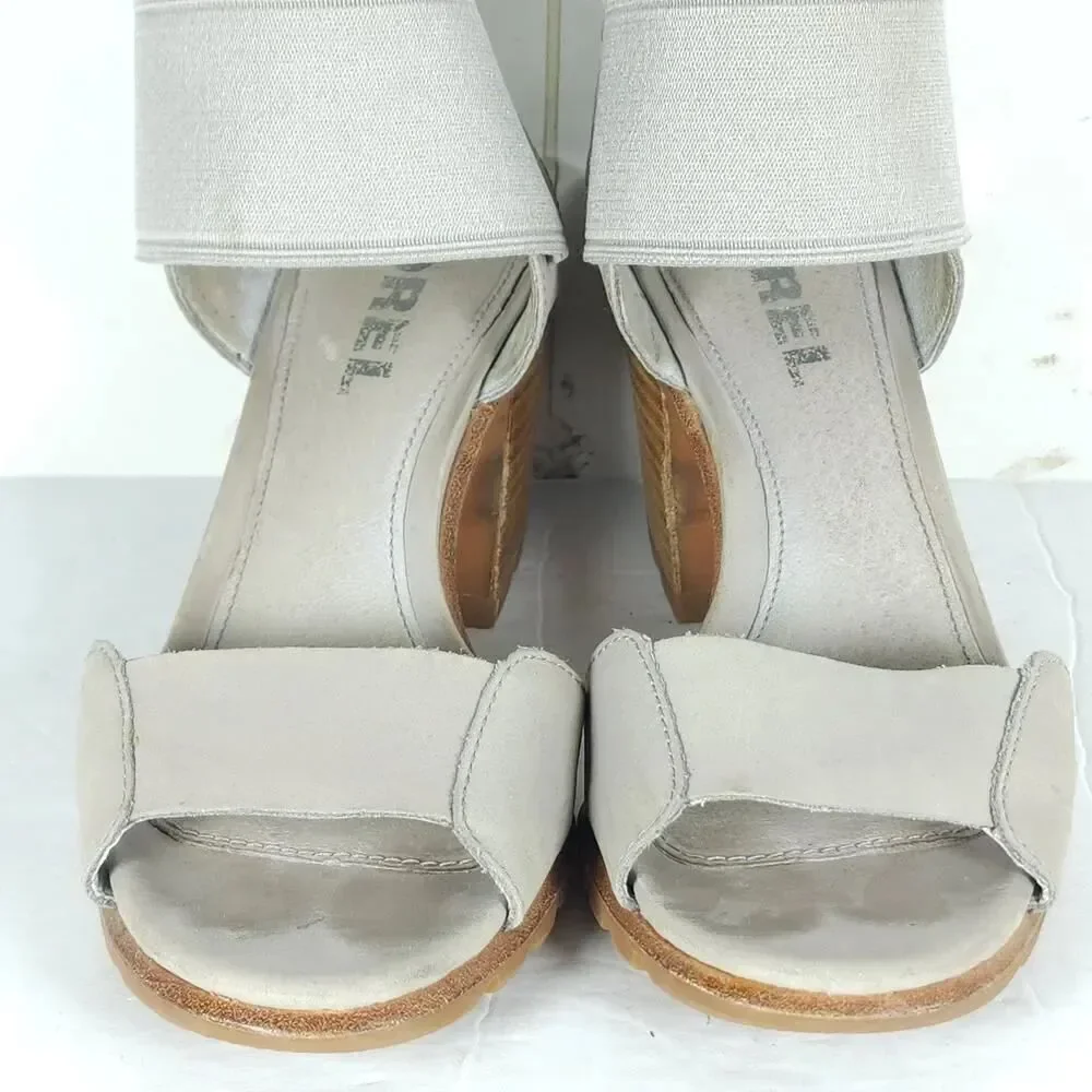 Sorel Women's Nadia US8,5 Dove Nubuck Chunky Heels Slip On Strappy Sandals
